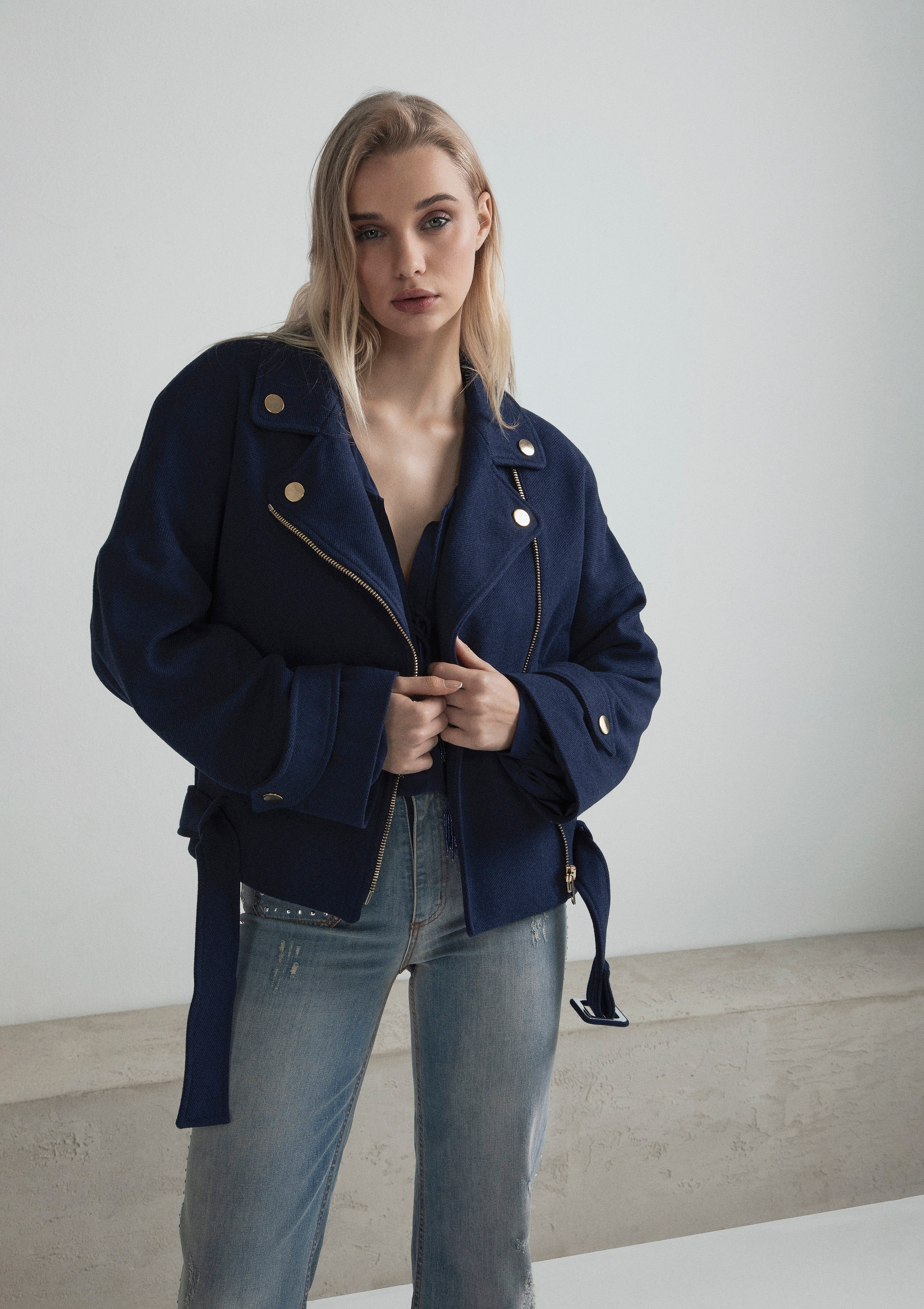 GIACCA BIKER IN PANNO OVERSIZE