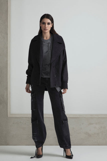 OVERSIZED DOUBLE-BREASTED SHORT COAT