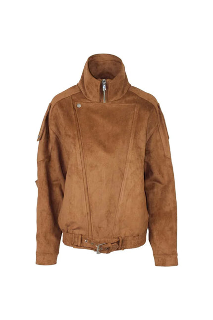 OVERSIZED ECO-SUEDE JACKET WITH POCKETS AND ZIP