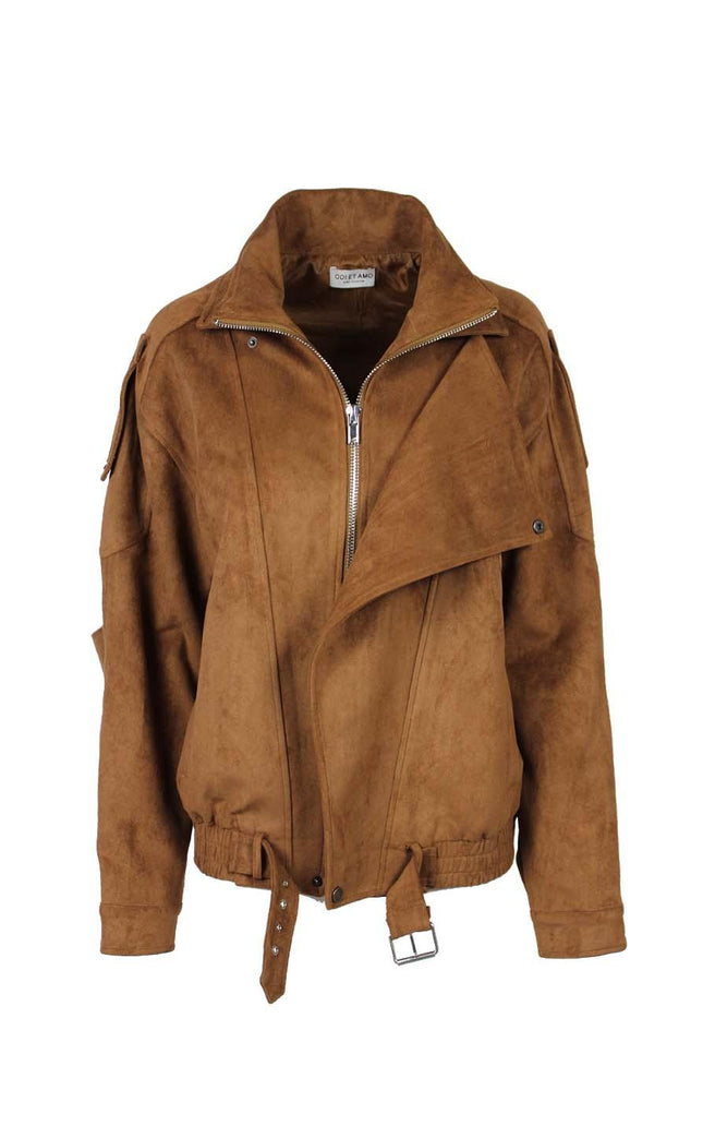 GIACCA OVERSIZE ECO-SUEDE CON TASCHE E ZIP