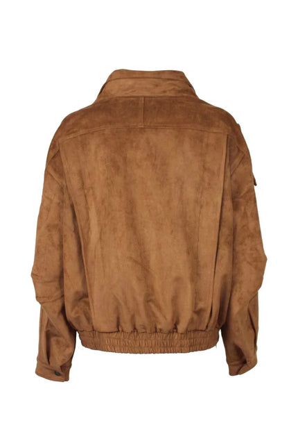 OVERSIZED ECO-SUEDE JACKET WITH POCKETS AND ZIP