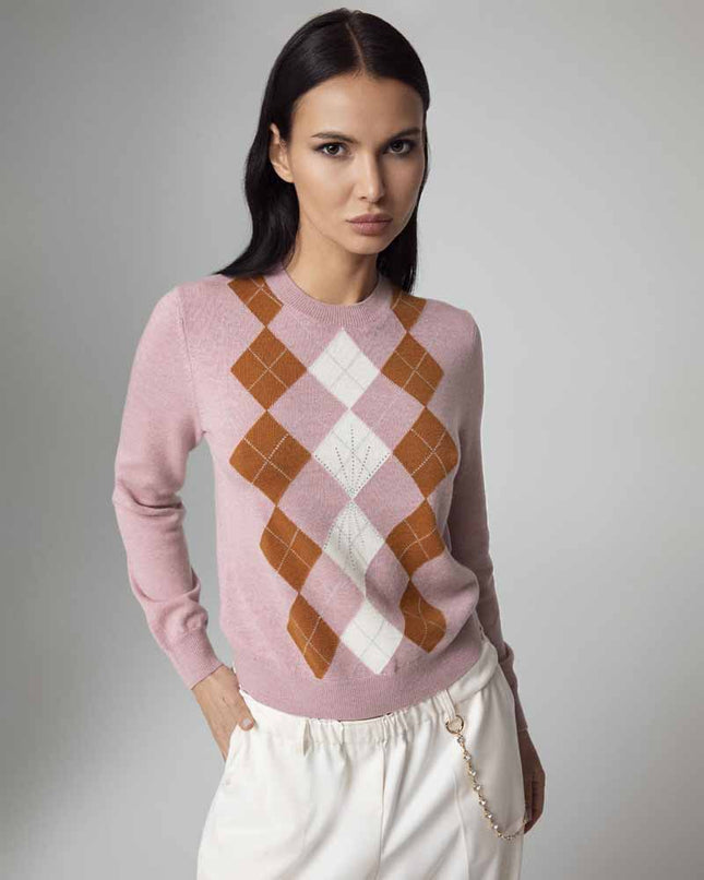 MAGLIA STILE POLO CON INTARSIO ROMBI E CRISTALLI