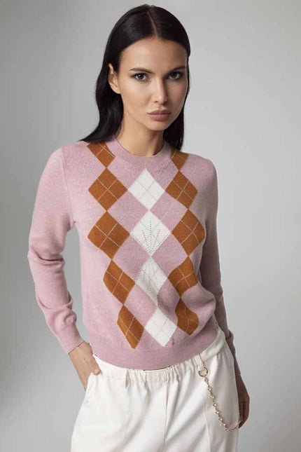 MAGLIA STILE POLO CON INTARSIO ROMBI E CRISTALLI
