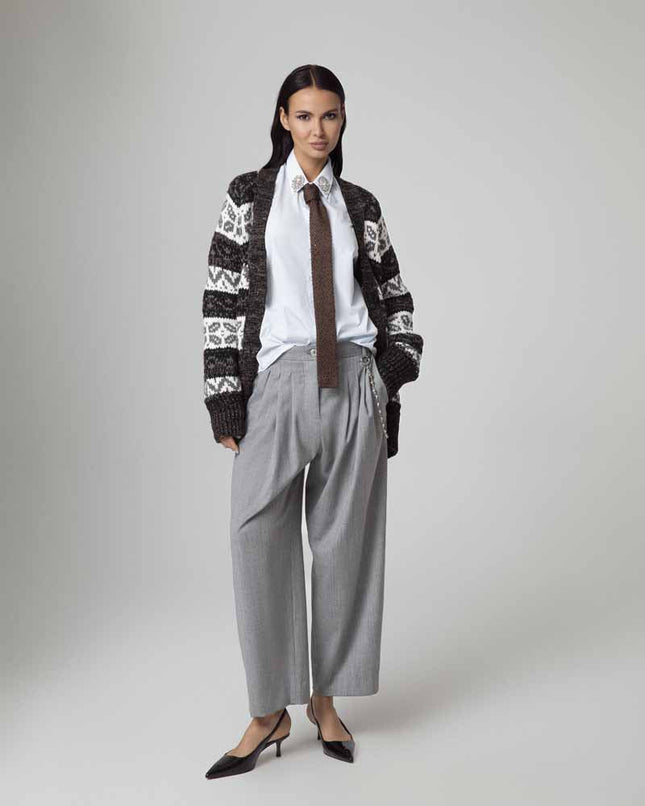 CARDIGAN CON INTARSIO E UN BOTTONE