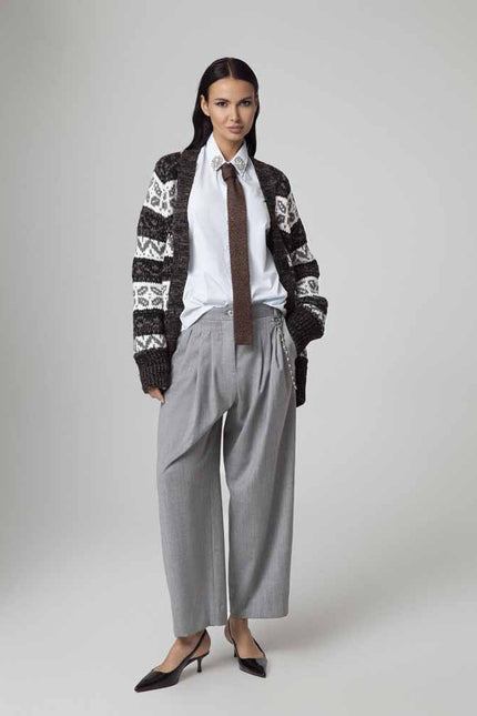 CARDIGAN CON INTARSIO E UN BOTTONE