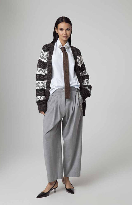 CARDIGAN CON INTARSIO E UN BOTTONE