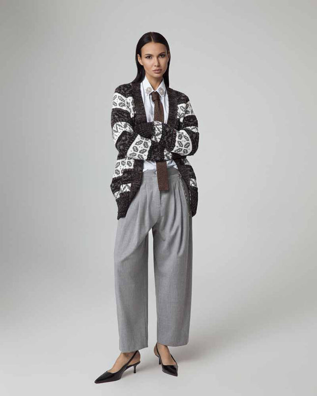 CARDIGAN CON INTARSIO E UN BOTTONE