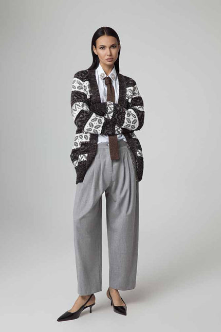 CARDIGAN CON INTARSIO E UN BOTTONE