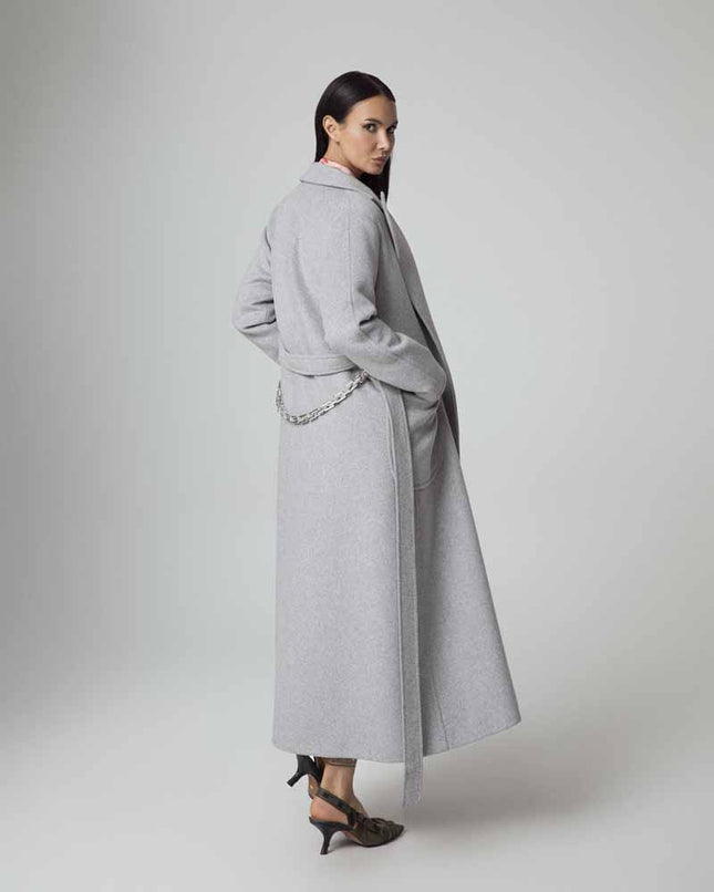 CAPPOTTO A VESTAGLIA IN LANA CON CINTURA