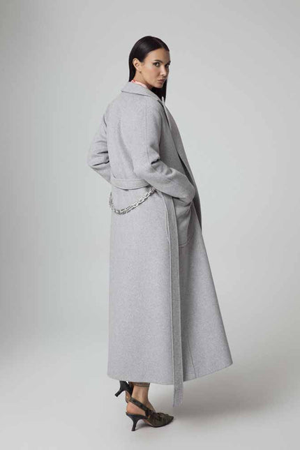 CAPPOTTO A VESTAGLIA IN LANA CON CINTURA
