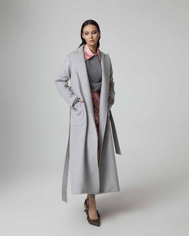 CAPPOTTO A VESTAGLIA IN LANA CON CINTURA