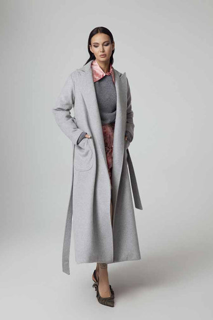 CAPPOTTO A VESTAGLIA IN LANA CON CINTURA
