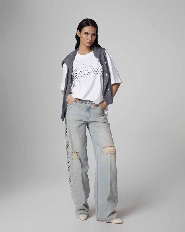 MAGLIA SCOLLO A V CON BORCHIE