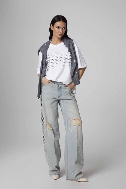 MAGLIA SCOLLO A V CON BORCHIE