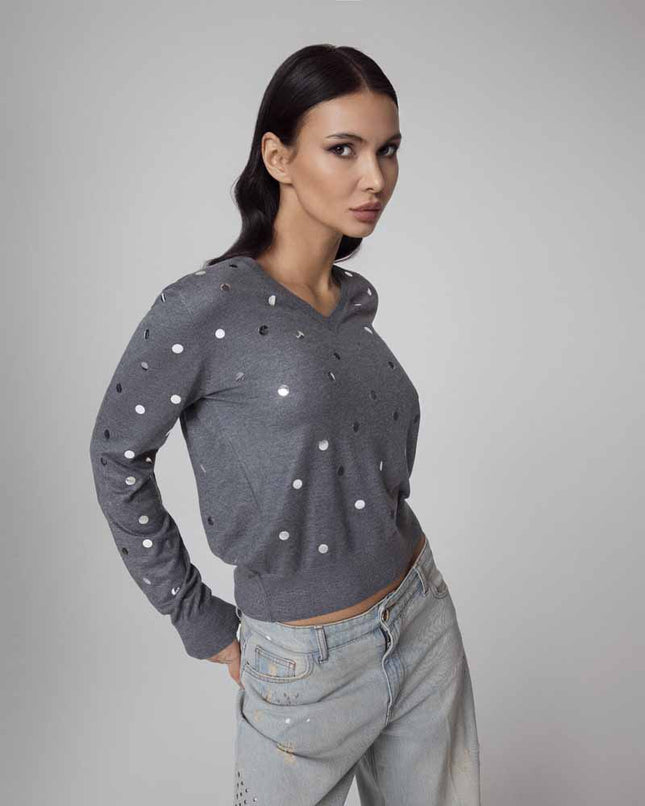 MAGLIA SCOLLO A V CON BORCHIE