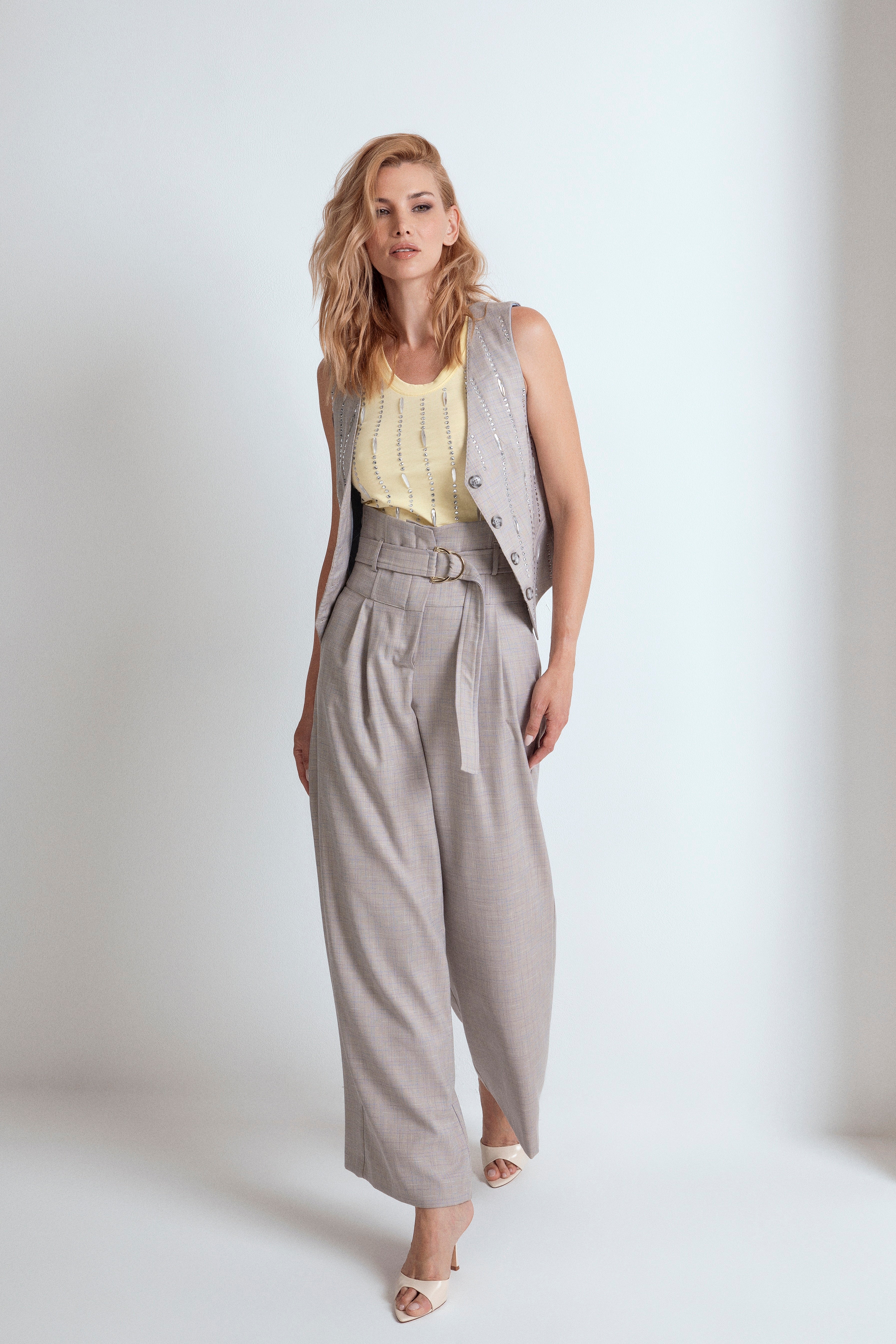 PANTACORSETTO WIDE LEG STAMPA A QUADRI