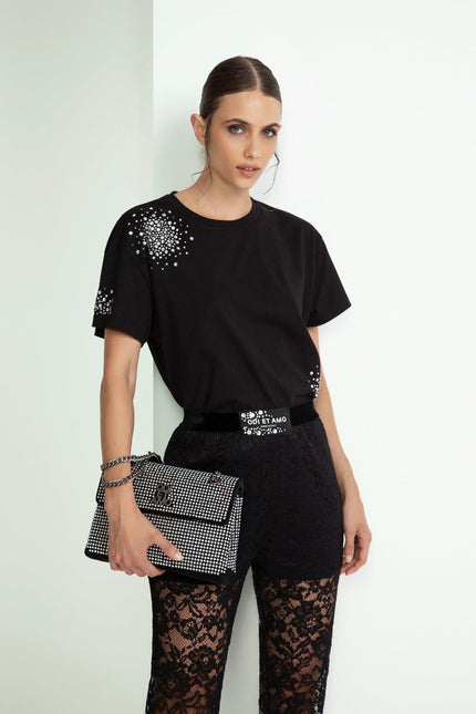 SILM FIT COTTON SLEEVELESS T-SHIRT WITH BIG BANG RHINESTONE