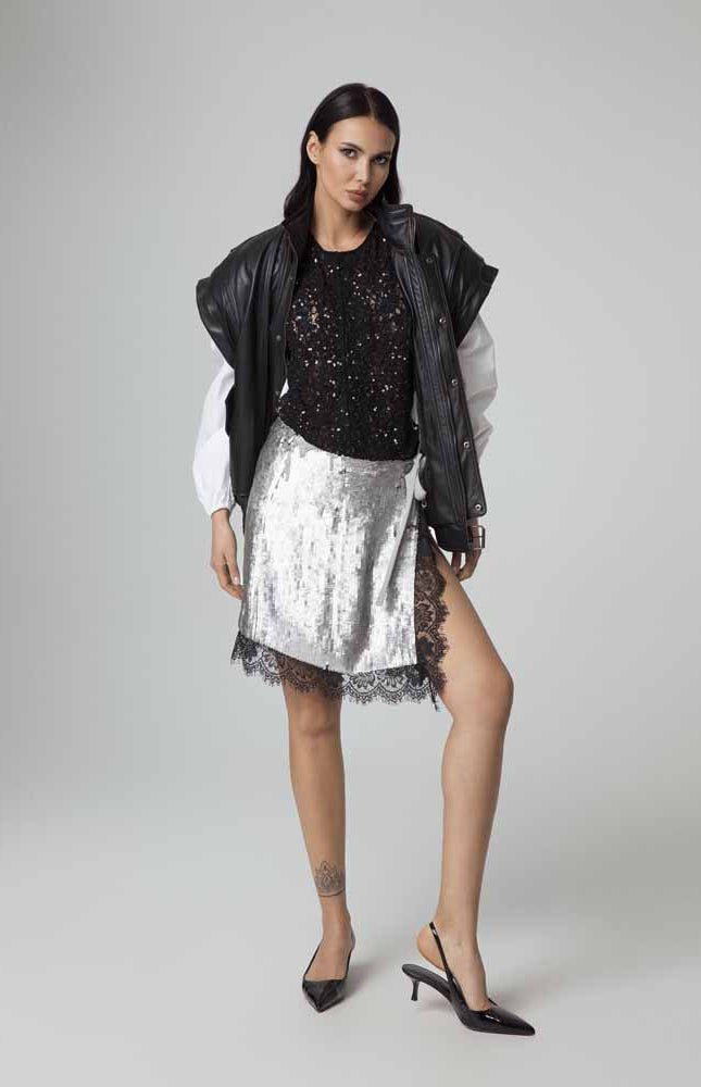 OVERSIZED GENUINE LEATHER BOMBER JACKET WITH REMOVABLE SLEEVES