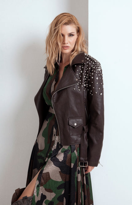 PRECIOUS FAUX LEATHER BIKER JACKET