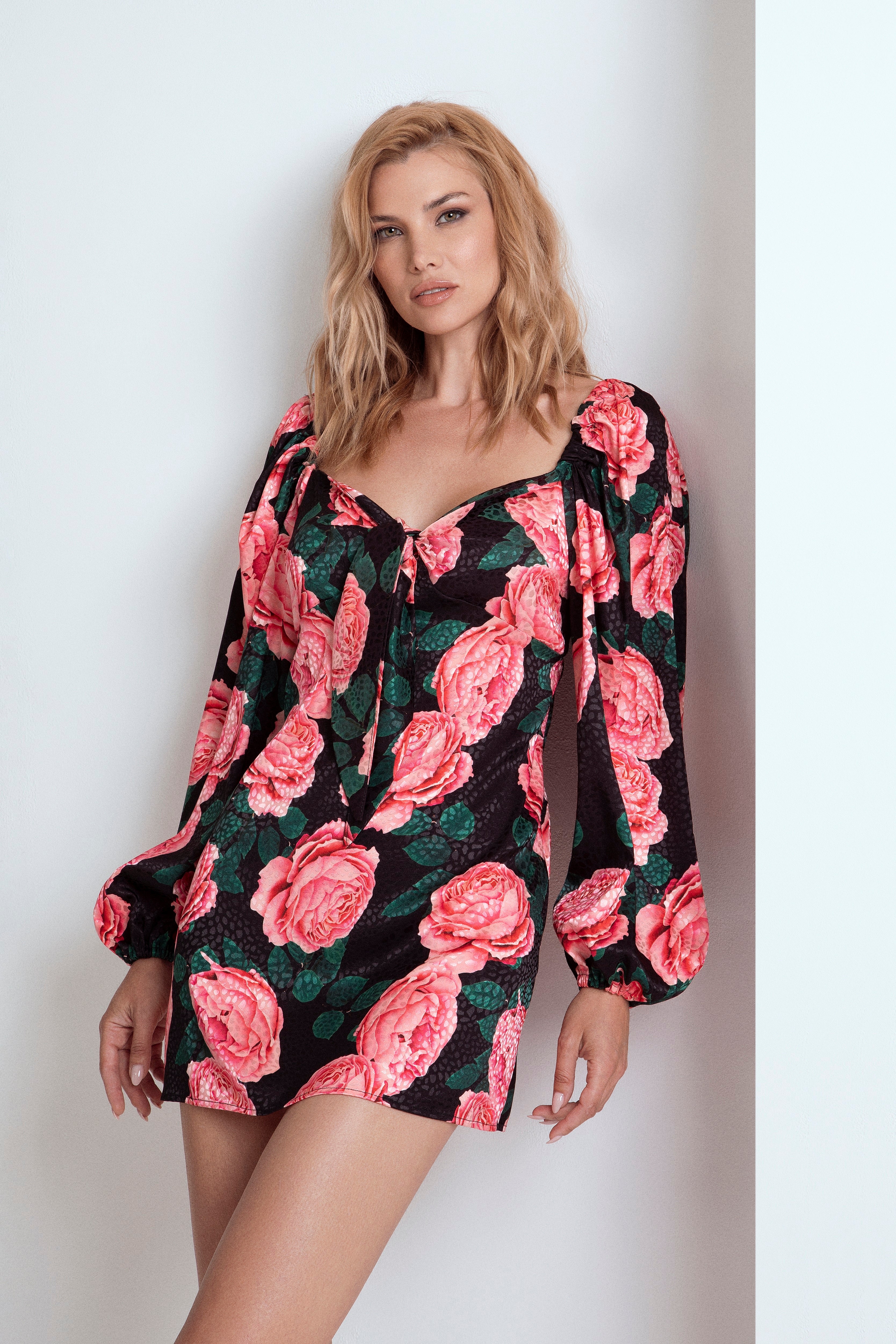 ABITO TUBINO MANICA A PALLONCINO CON FIOCCO DAVANTI