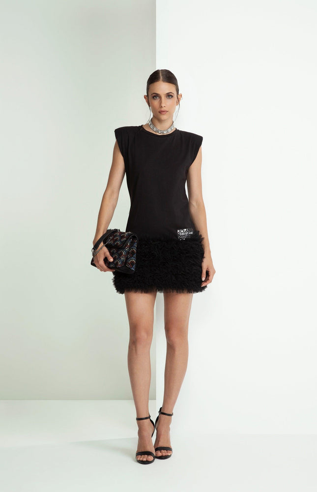 ABITO TUBINO SMANICATO COTONE TULLE E SPALLINE