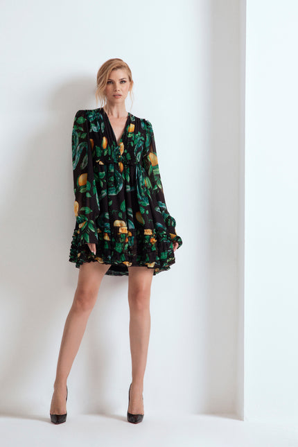 STAR-SHAPED BELL-SHAPED DRESS WITH RUFFLES 