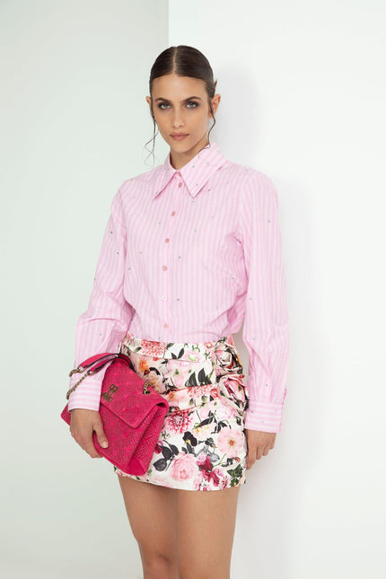 CAMICIA NORMAL FIT GESSATA CON CRISTALLI SPARSI