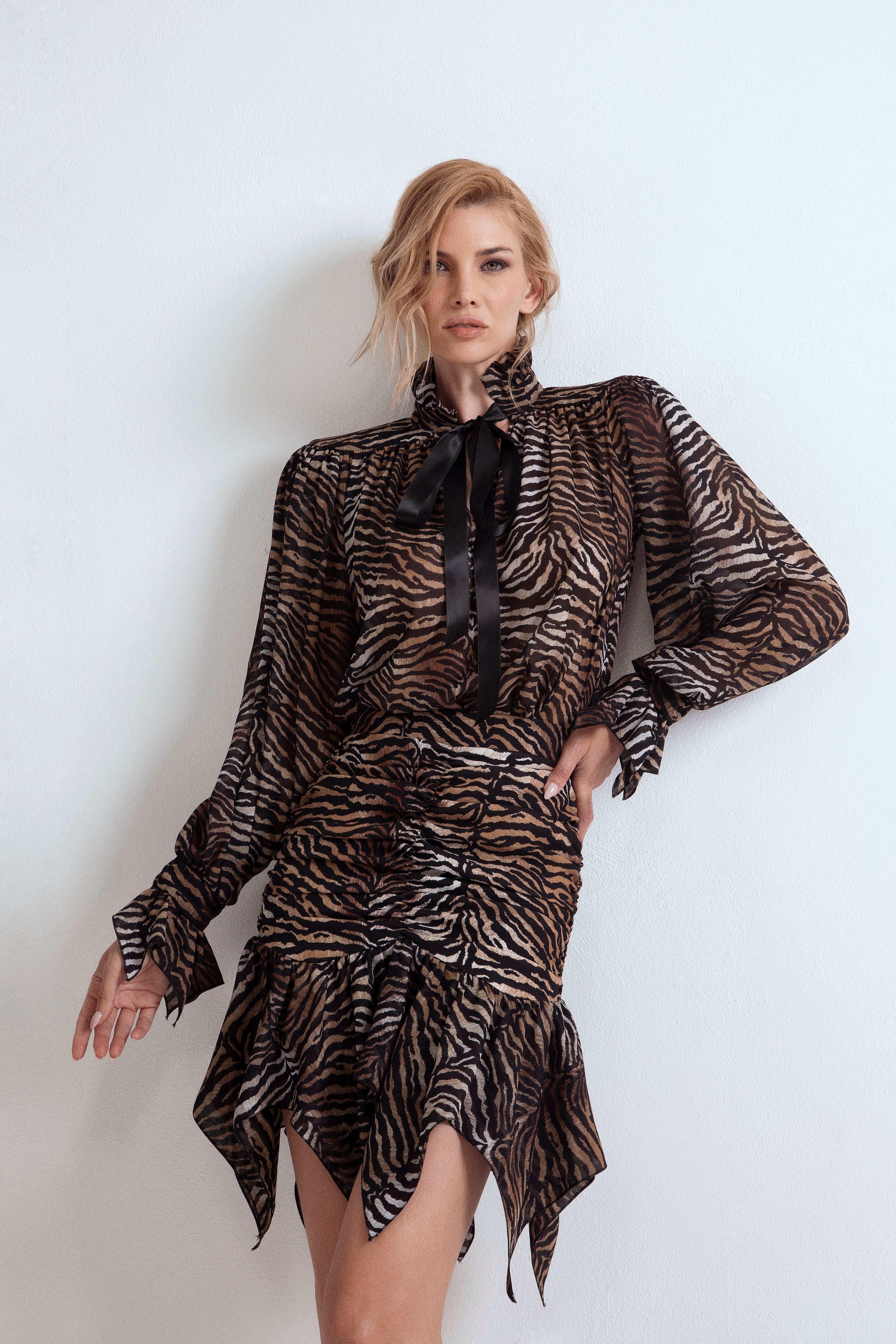 CAMICIA LAURENT SEMITRASPARENTE CON FIOCCO