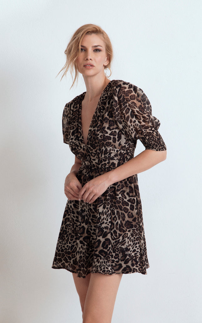 SHORT DRESS WITH BALLOON SLEEVES 