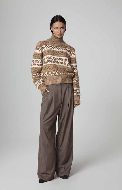 MAGLIONE A COLLO ALTO CON INTARSIO