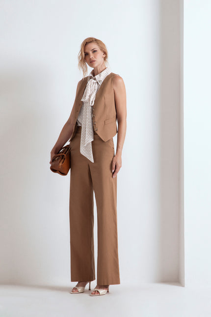 VIVIENNE SLEEVELESS BLOUSE WITH COLLAR AND BOW