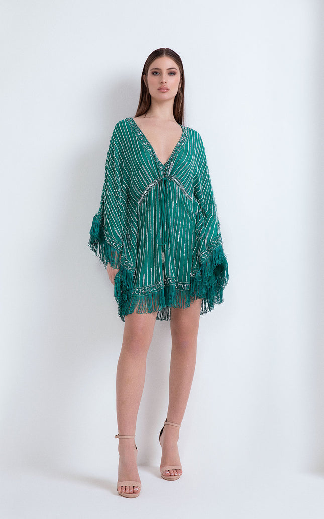 HAND-EMBROIDERED SEMI-TRANSPARENT JEWEL CAFTAN