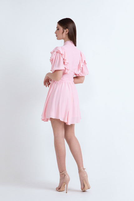 SHORT DOLL DRESS WITH SHORT SLEEVES AND BOW