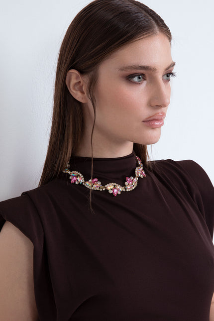 LONG SHEATH DRESS WITH JEWEL EMBROIDERY