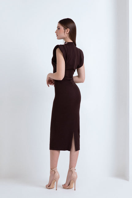 LONG SHEATH DRESS WITH JEWEL EMBROIDERY