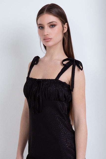 LONG DRESS WITH BOWS ON THE SHOULDER