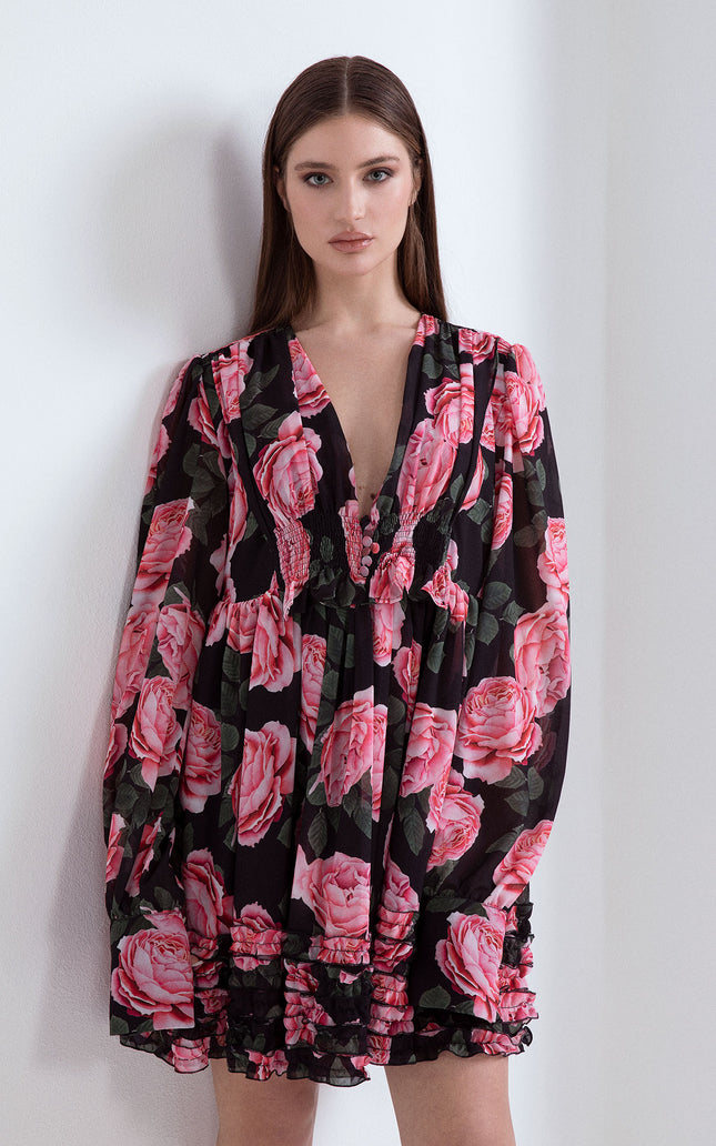 STAR-SHAPED BELL-SHAPED DRESS WITH RUFFLES 