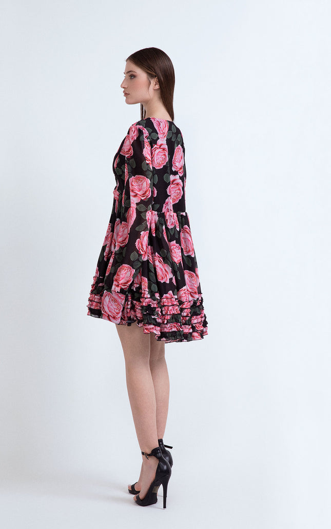 STAR-SHAPED BELL-SHAPED DRESS WITH RUFFLES 