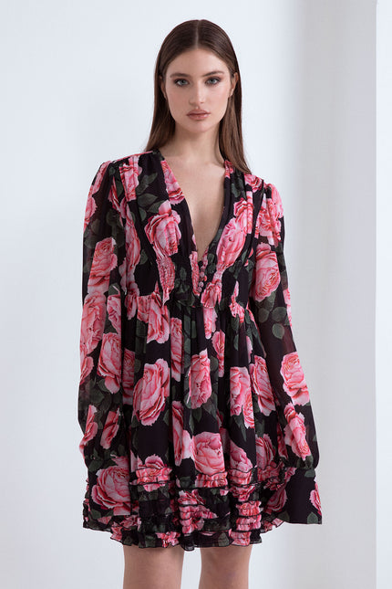 STAR-SHAPED BELL-SHAPED DRESS WITH RUFFLES 
