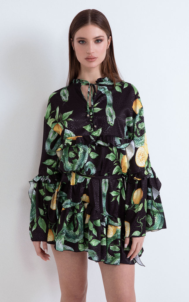SHORT HIPPY DRESS WITH RUFFLES