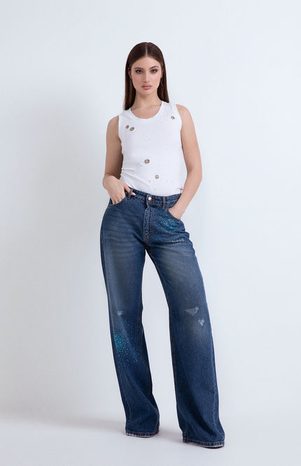 DENIM CLARISSA RAIN RHINESTONE