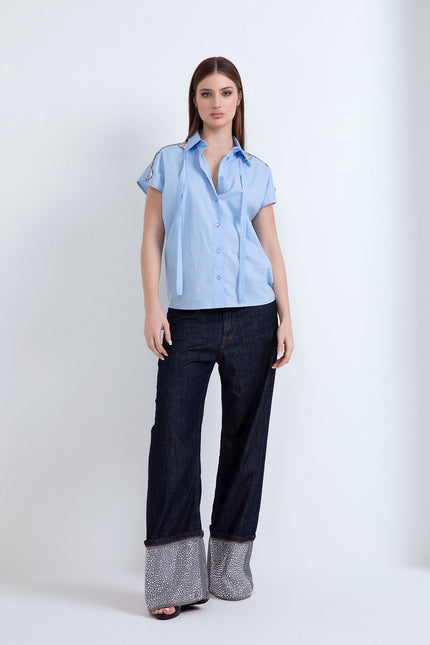 CAMICIA GIOIELLO MANICA CORTA E FIOCCO