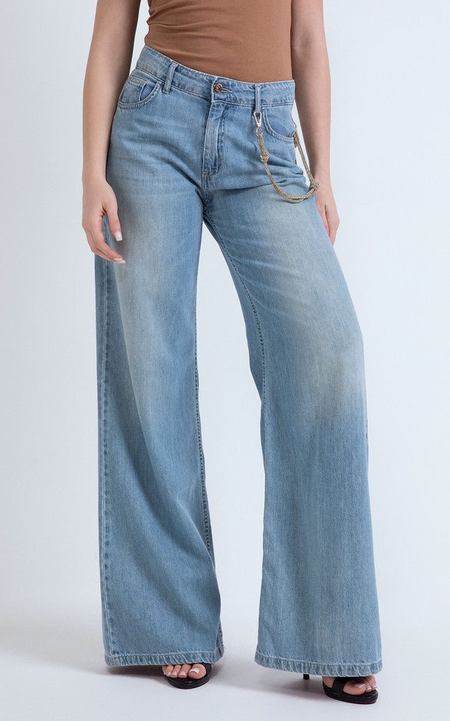 DENIM GAMBA LARGA CON CHARME