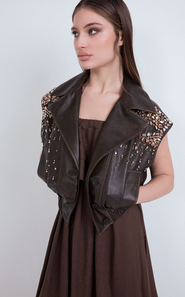 GILET ECOPELLE APPL. A MANO