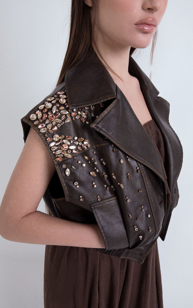 GILET ECOPELLE APPL. A MANO