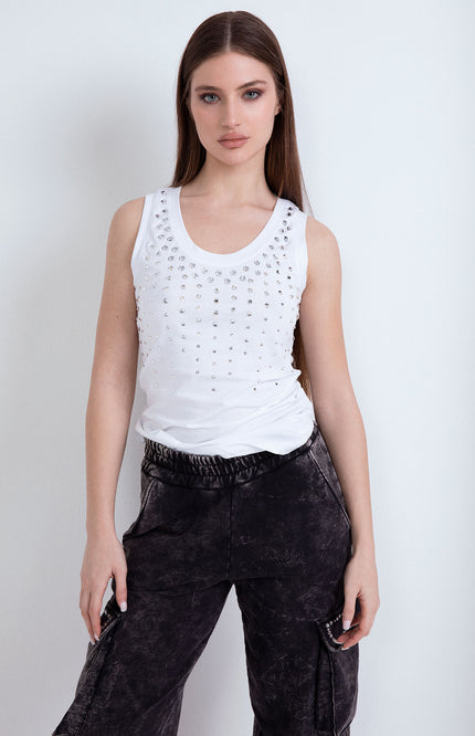 IBIZA STRIPED CRYSTAL TANK TOP