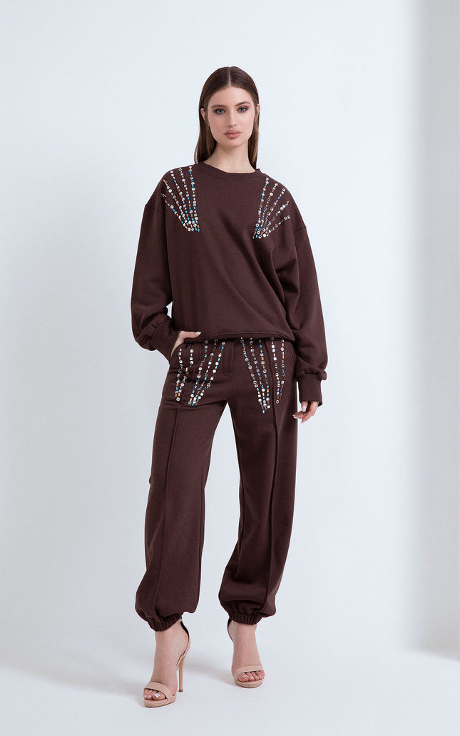 PANTALONE FELPA APPL. CIELO