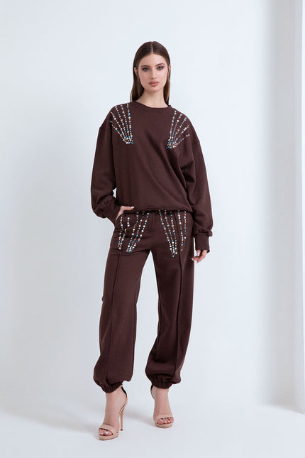 NORMAL FIT SWEATSHIRT WITH SKY CRYSTALS