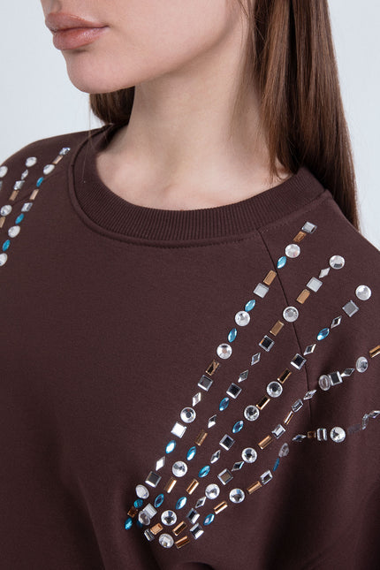 NORMAL FIT SWEATSHIRT WITH SKY CRYSTALS
