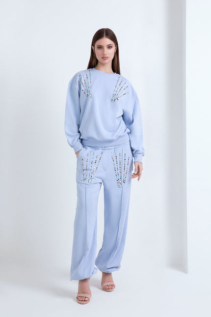 NORMAL FIT SWEATSHIRT WITH SKY CRYSTALS